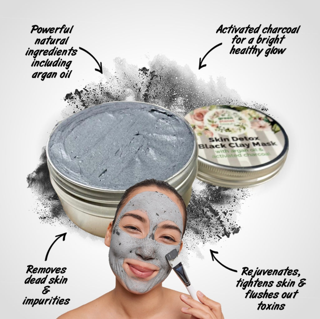 Skin Detox Black Clay Mask with Activated Charcoal and Argan Oil