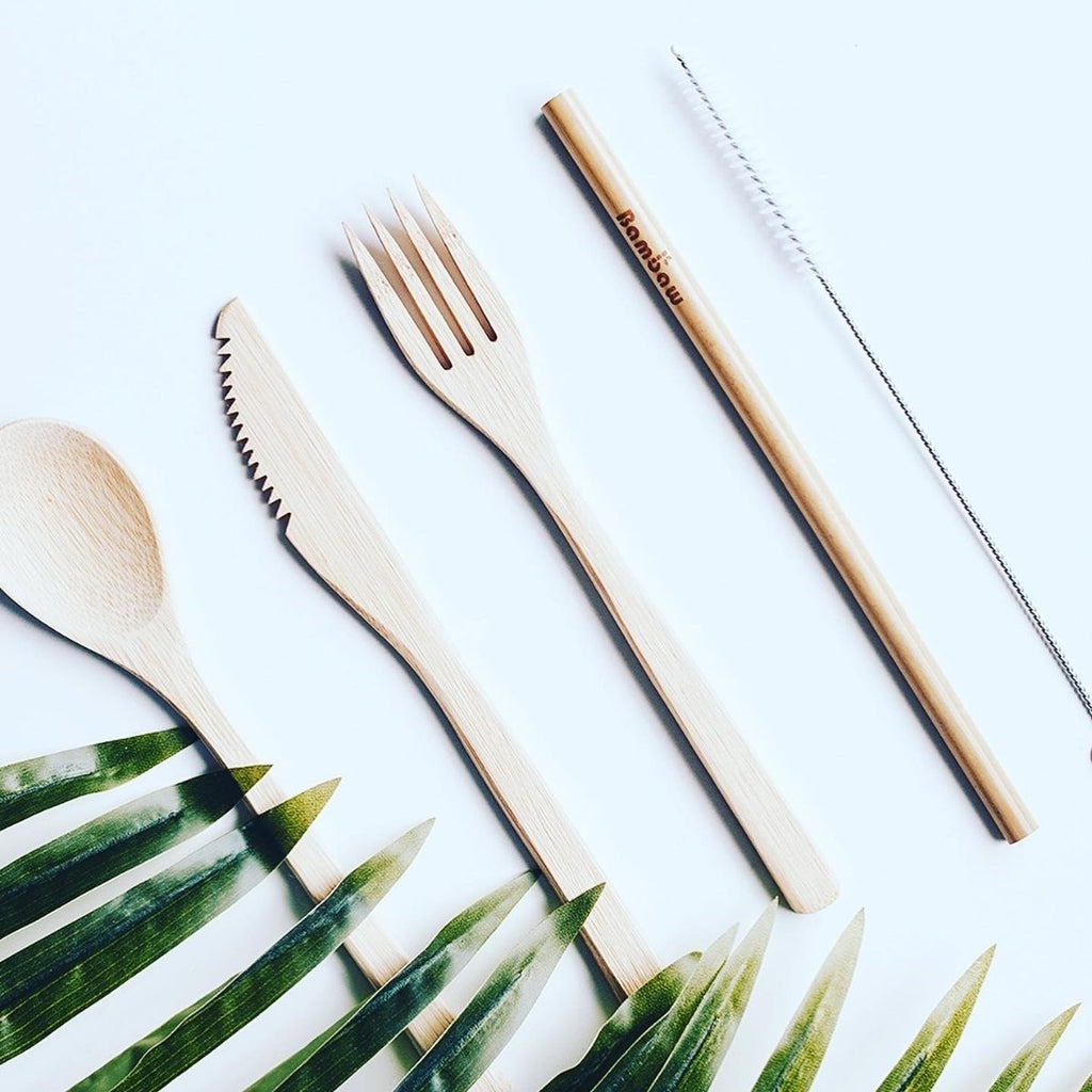 Wooden Cutlery Set with straw and carry case