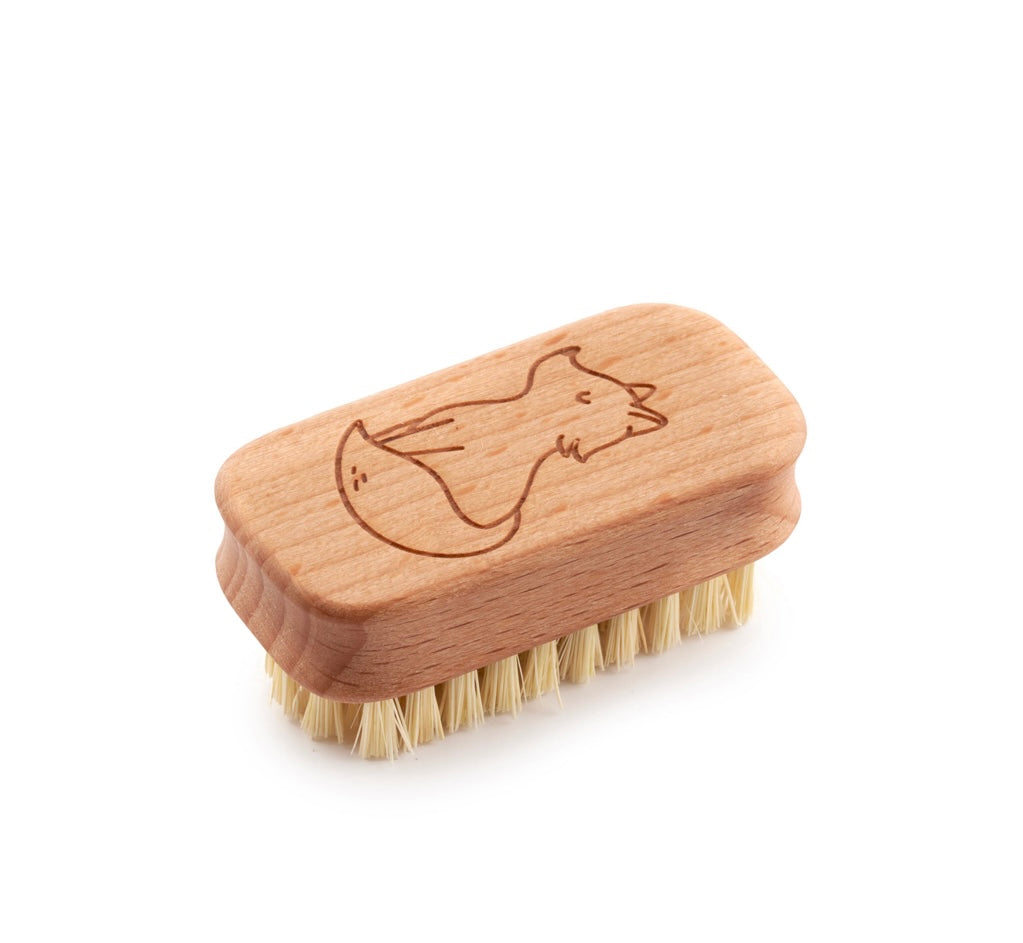 Kids mini nail FSC® certified beech wood brush with animal engraving